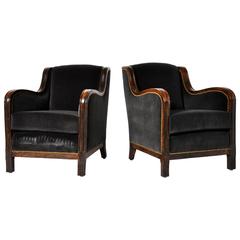 Pair of Art Deco Sloped Armchairs