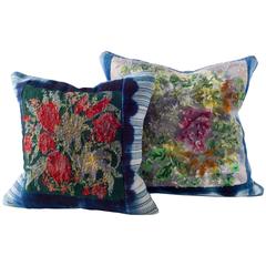 Vintage Floral Overdyed Reverse Needlepoint