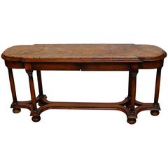 Vintage Carved Walnut Marble-Top Console