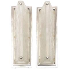 Pair of Art Deco Chrome and Molded Sconces