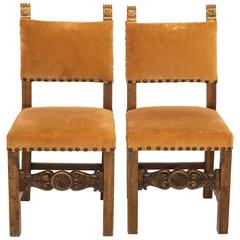 Antique Spanish Revival Child's Chairs, Pair