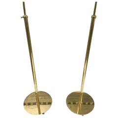 1950s Bent-Arm, Adjustable Height Brass Standing Lamps, Swedish