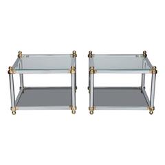 Pair Maison Jansen for Design Institute of America Chrome and Brass Tables 7