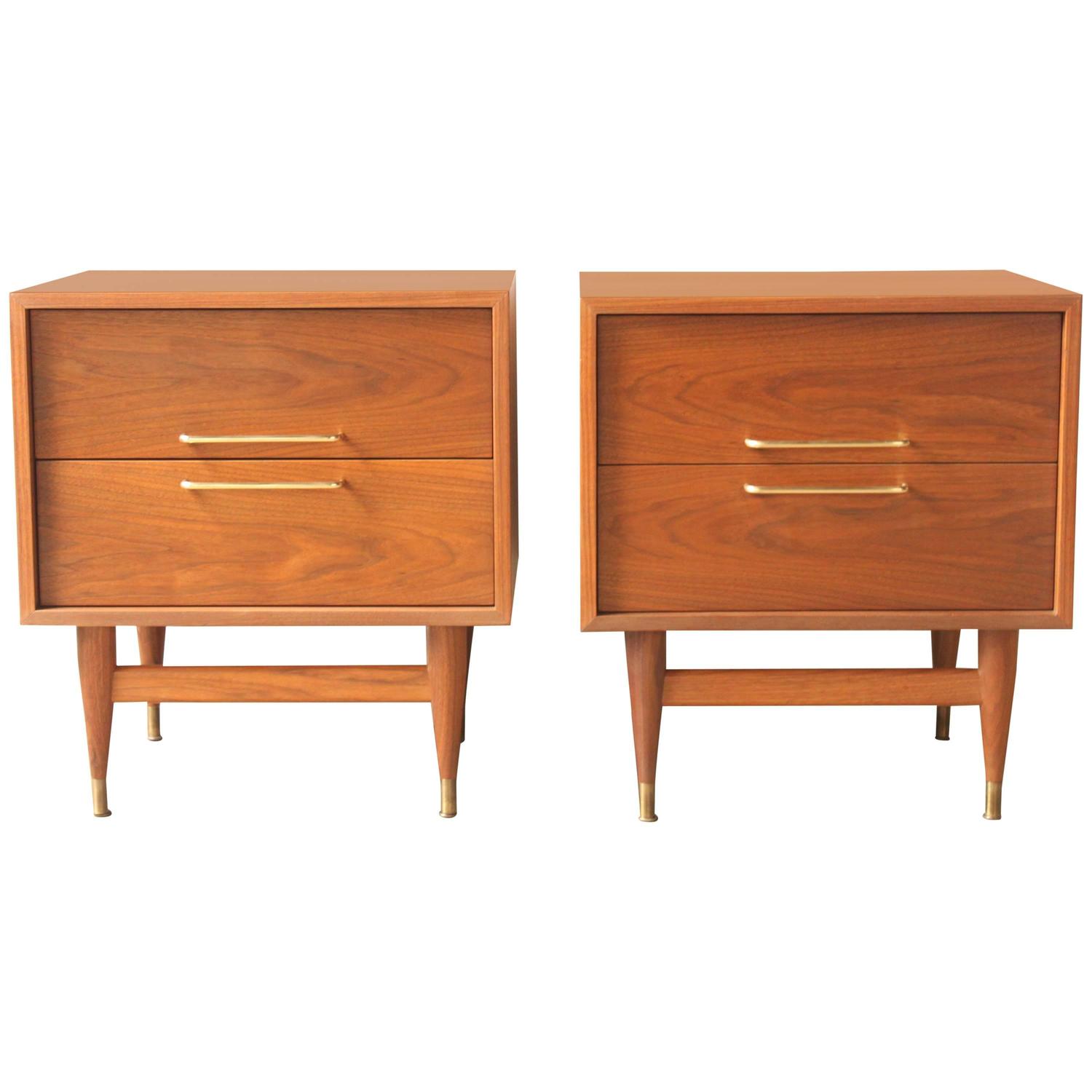 MidCentury American Walnut Nightstands at 1stdibs