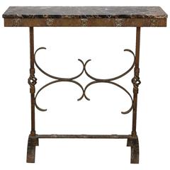 Antique Art Deco Fer Forge Console with Marble Top