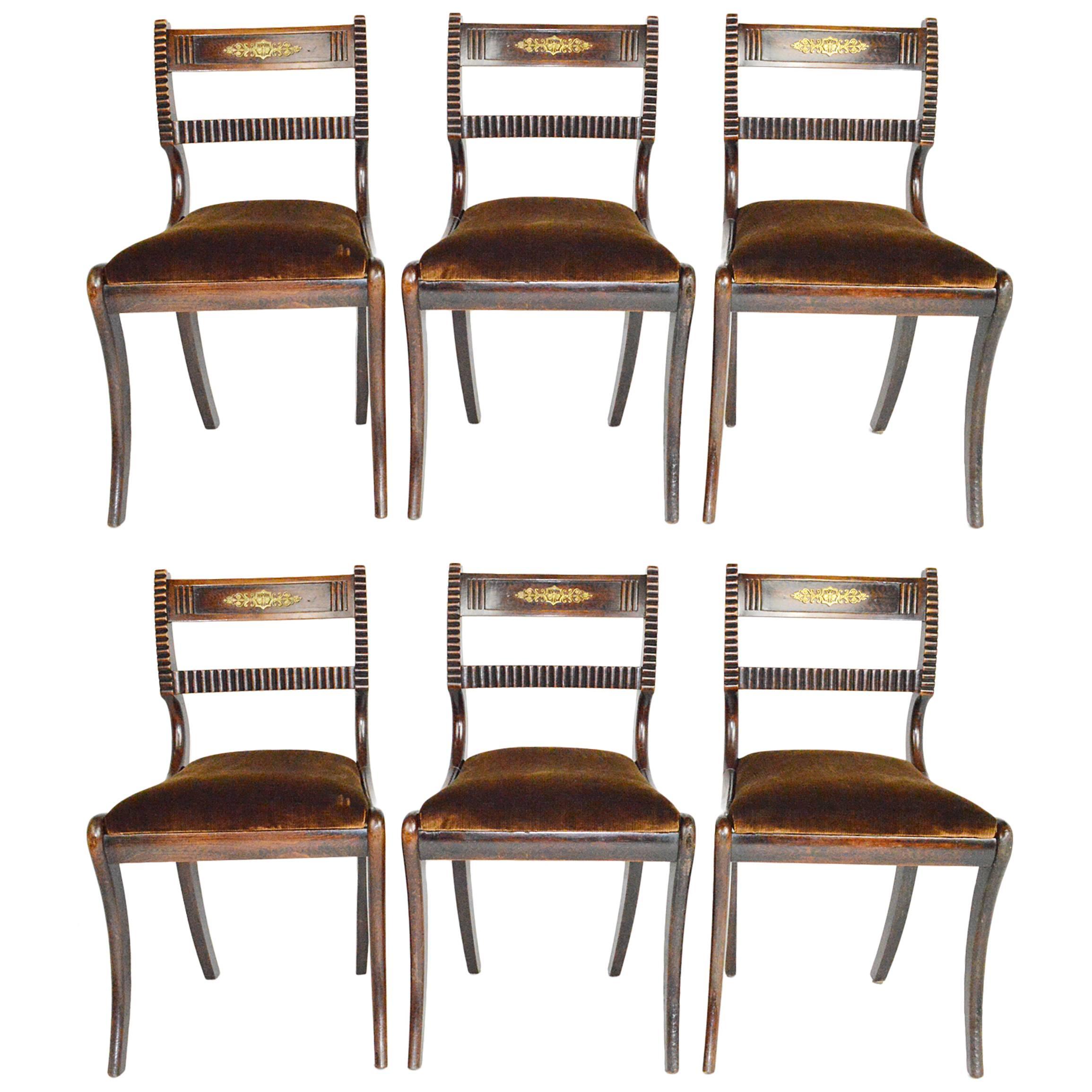 Set of Six English Regency Style Side Chairs