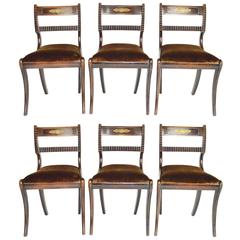 Set of Six English Regency Style Side Chairs