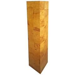 Modernist Burl Walnut Patchwork Pedestal by Milo Baughman