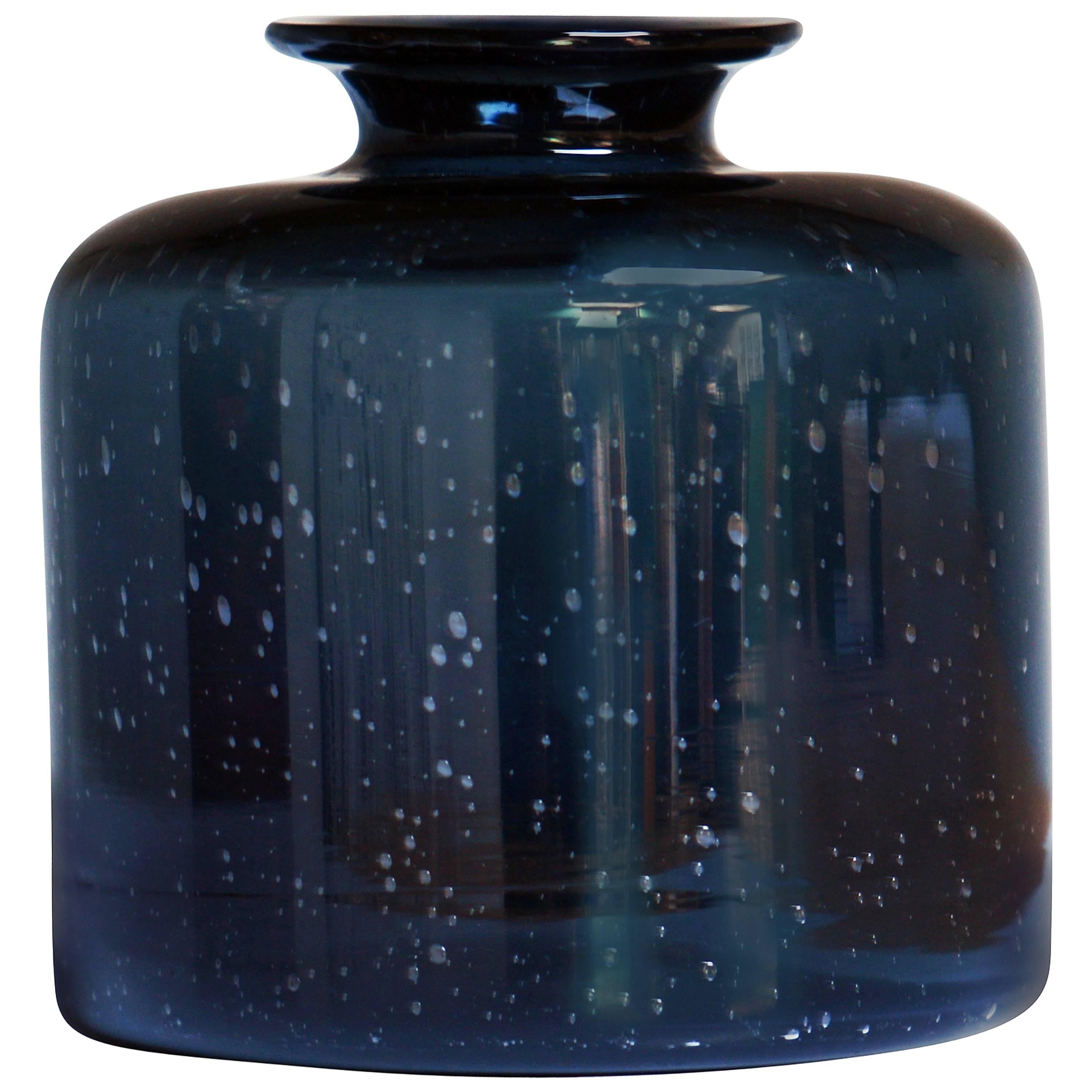 Erik Hoglund Deep Blue / Black Vase by the Artist for Boda, Sweden