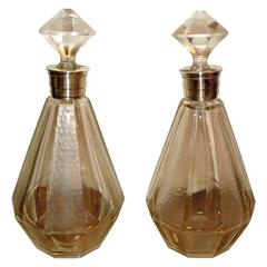 Pair of French Art Deco Glass Decanters 4