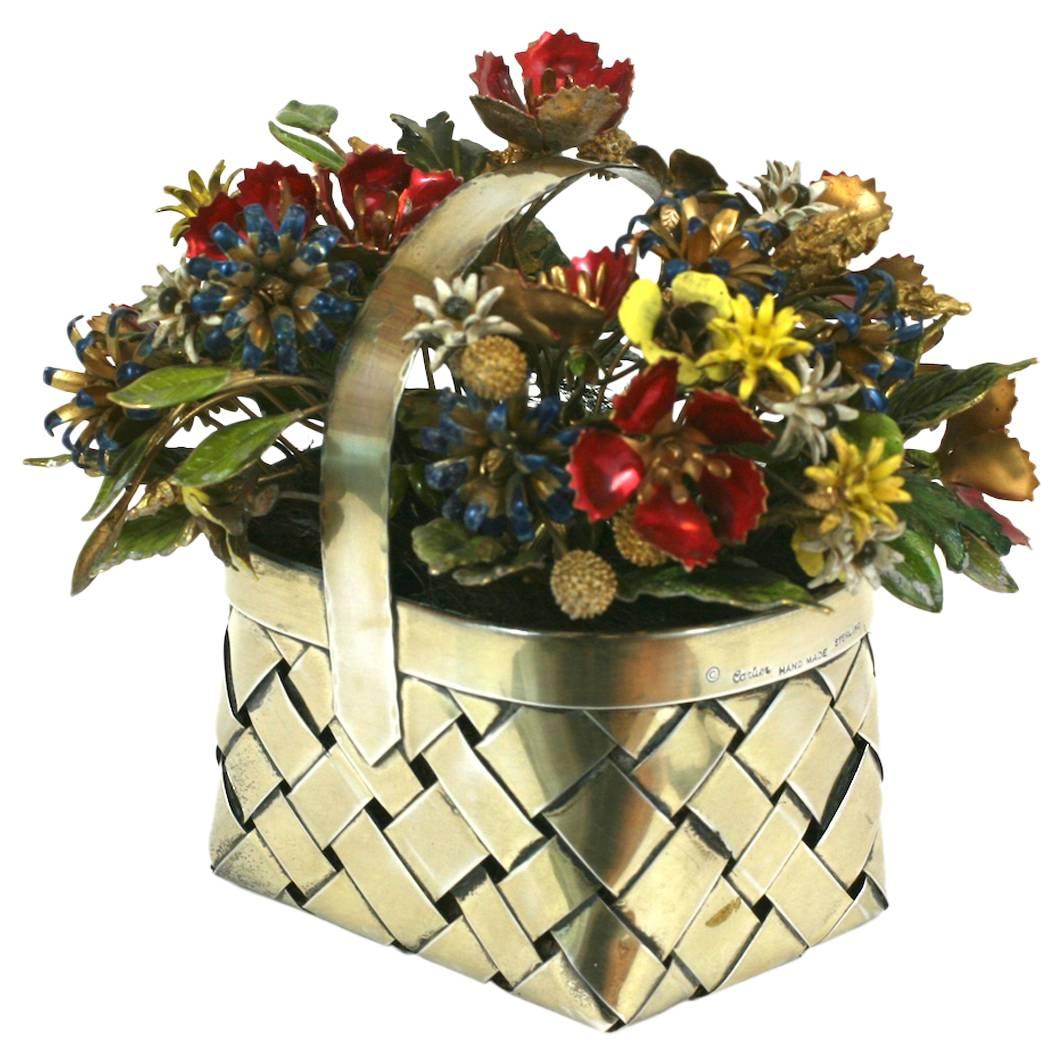 Cartier Sterling Enamel Flower Basket