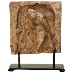 Ancient Tang Dynasty Stone Relic on Iron Stand