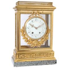 Imposing Large French Louis XVI Style Gilt and Marble Mental Clock 