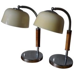 Rare Pair of Kaiser Idell 6599 Art Deco Desk Lamps, 1930s