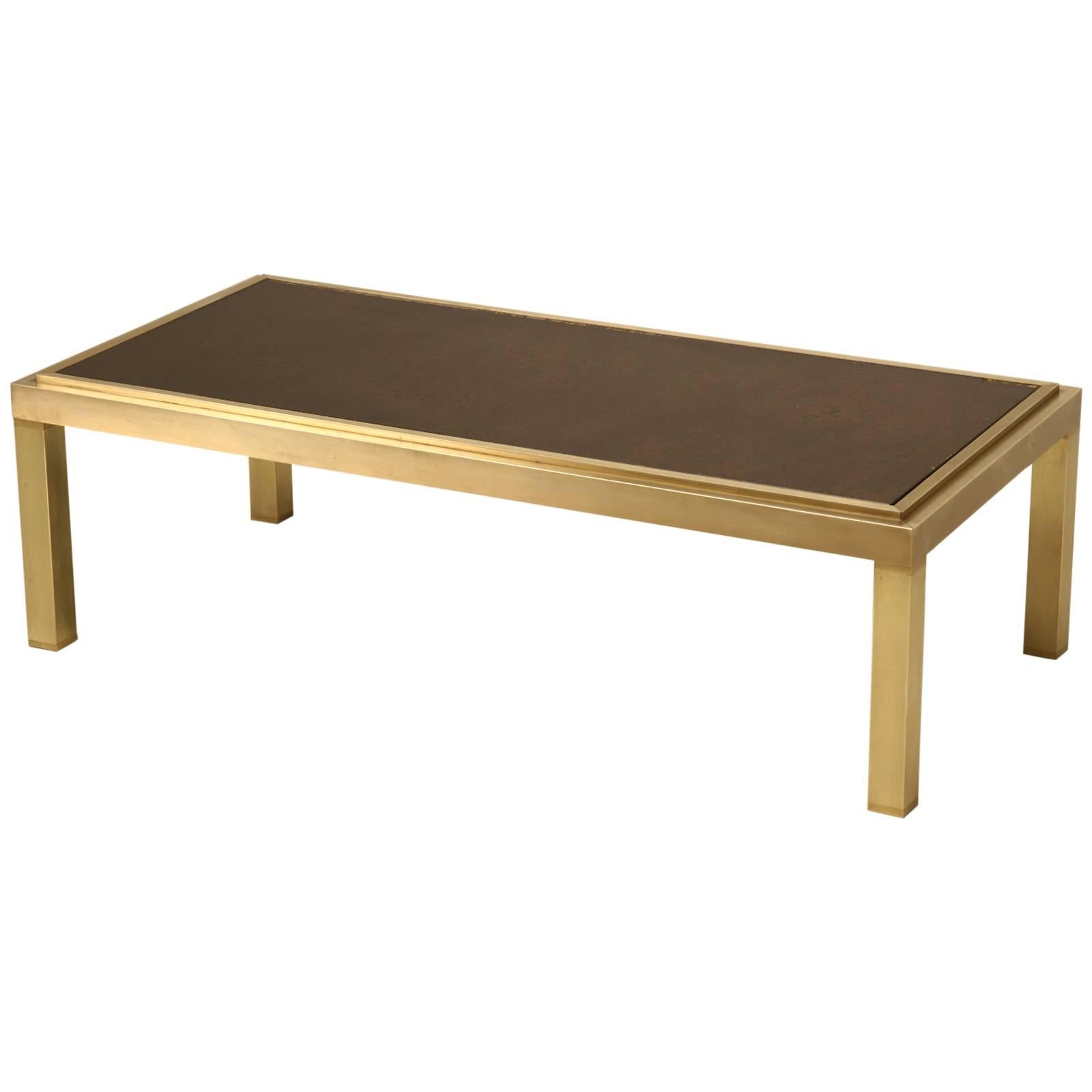 French Brass and Mirror Coffee Table, circa 1960s