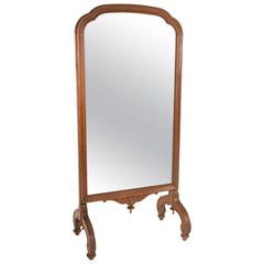 Antique Rare Large French Double Sided Oak Cheval Mirror