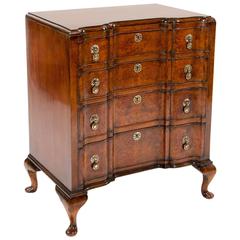 Superb Antique Shaped Concave Burr Walnut Chest Of Drawers