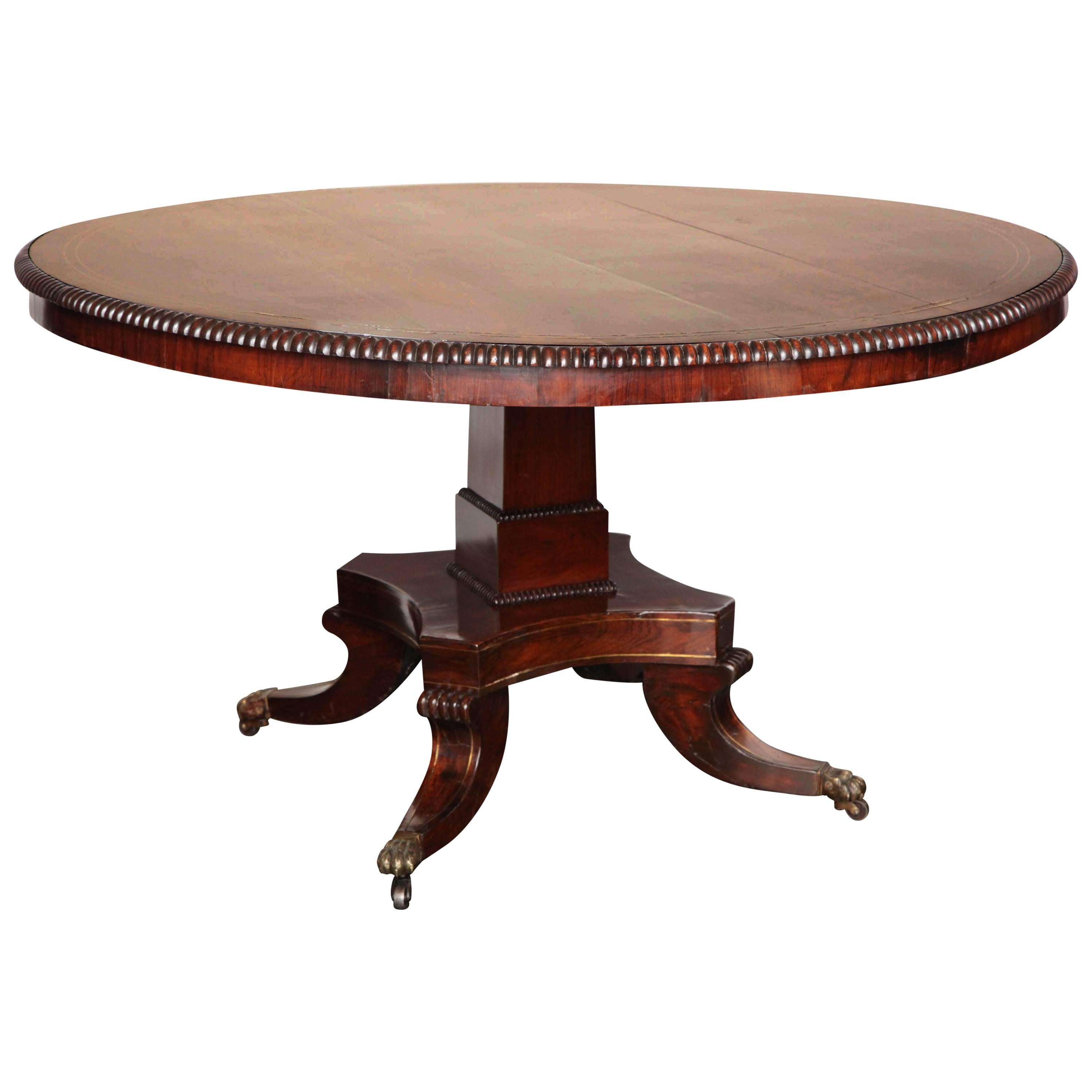 English Regency, Brass Inlaid Center Table For Sale