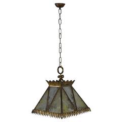 1920s Spanish Gilt Metal Ceiling Light