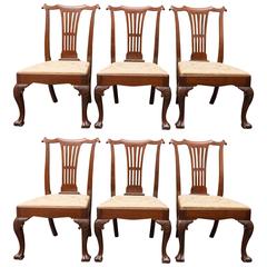 Extraordinary Set of Six Large Scale Period Irish Chippendale Side Chairs