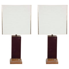 Pair of Purple Lacquered Lamps By Jean Claude Mahey
