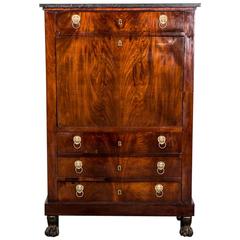 Mahogany Secretary with Dark Gray Stone Top, Empire, France 5