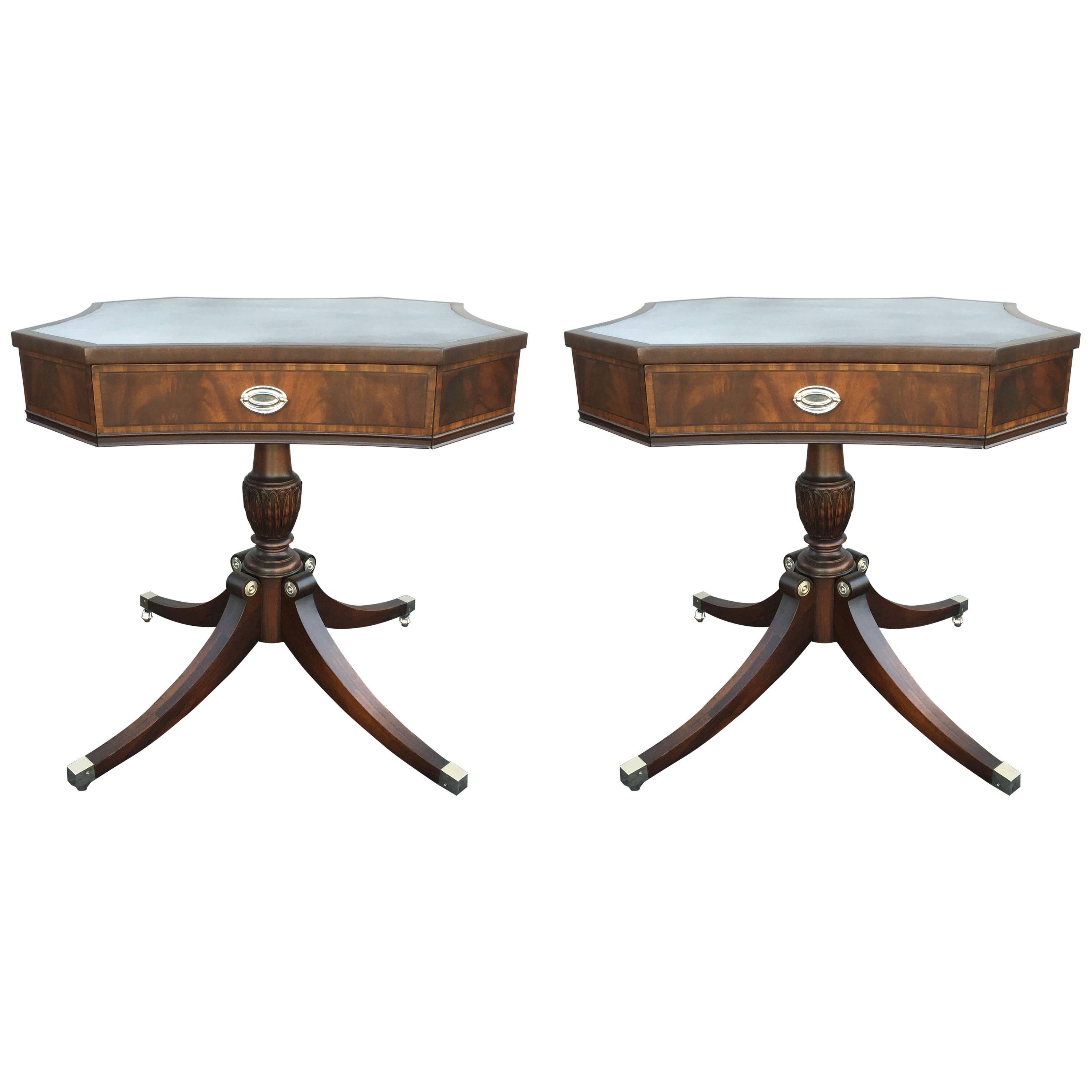 Pair of Octagonal End Tables For Sale