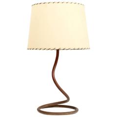 Early Modernist Copper Coil Table Lamp Attributed to Kurt Versen