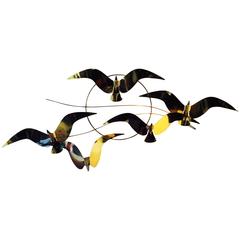 C. Jere Birds In Flight Brass Wall Sculpture C. Jere Birds In Flight Brass Wall Sculpture