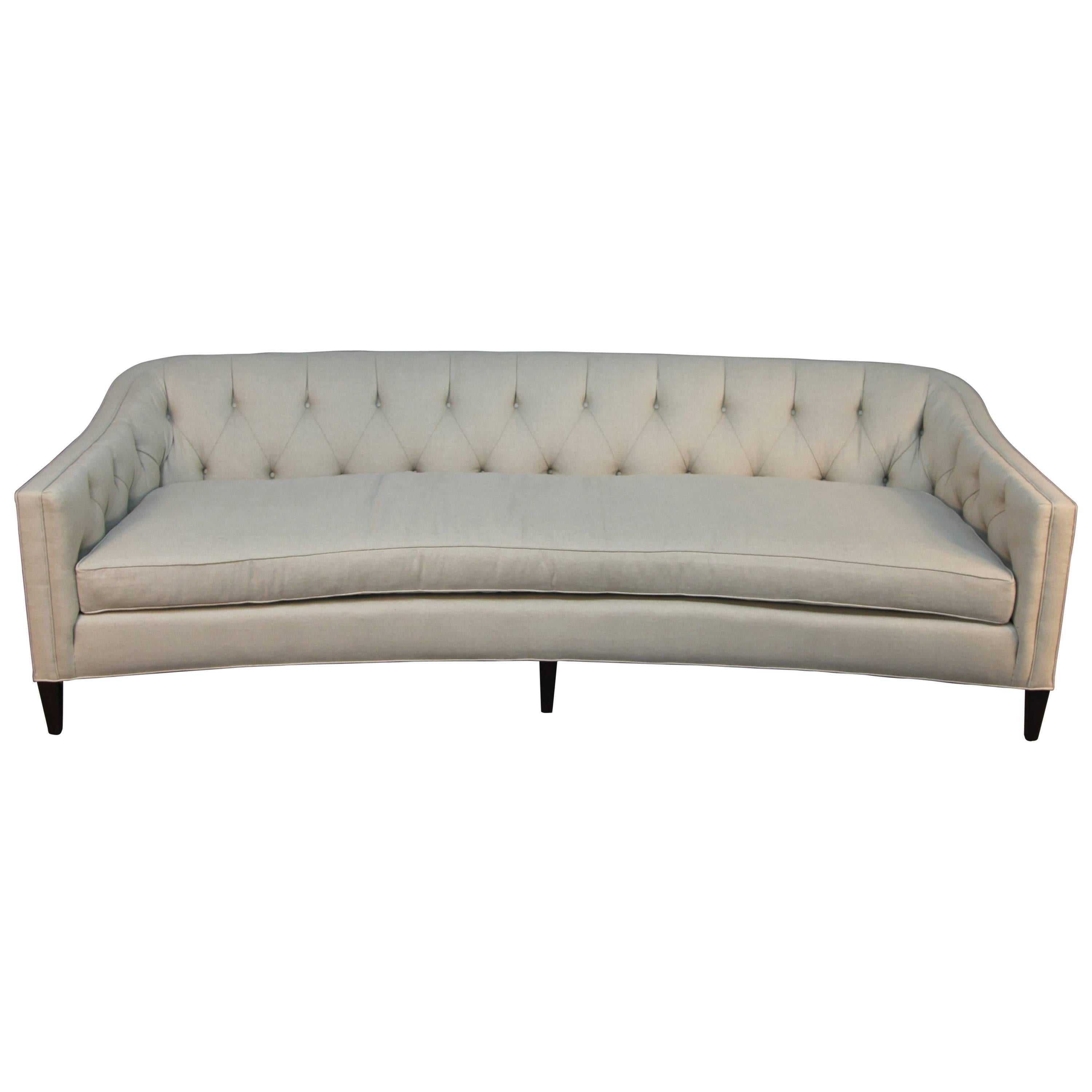 Midcentury Rounded Back Sofa with Button Tufting For Sale