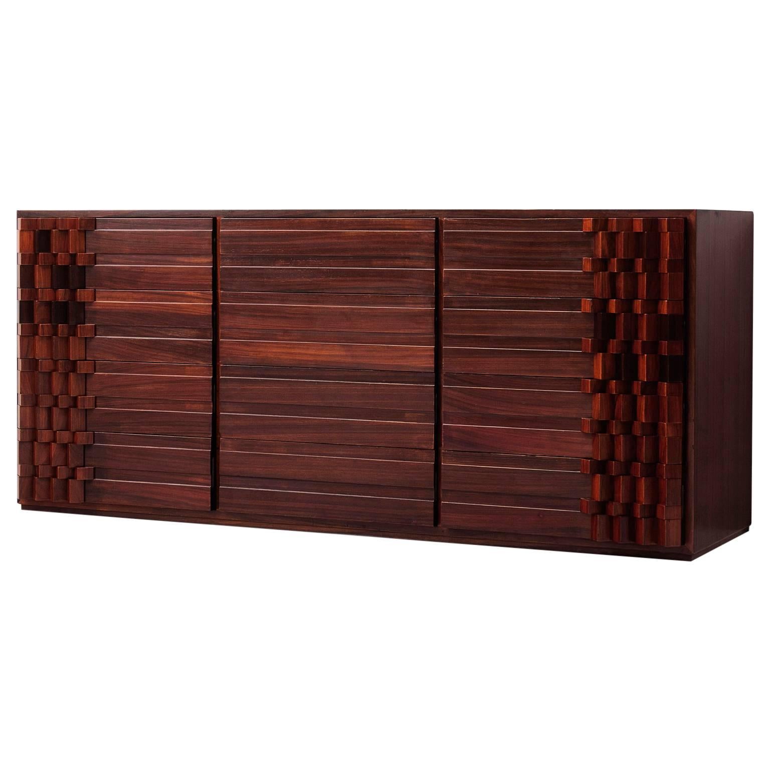 Luciano Frigerio Brutalist Chest of Drawers in Rosewood