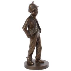 'Walking peasant', Lost Wax Patinated Bronze Sculpture, circa 1900