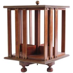 Small English Brass Inlaid Mahogany Revolving Bookcase, circa 1880