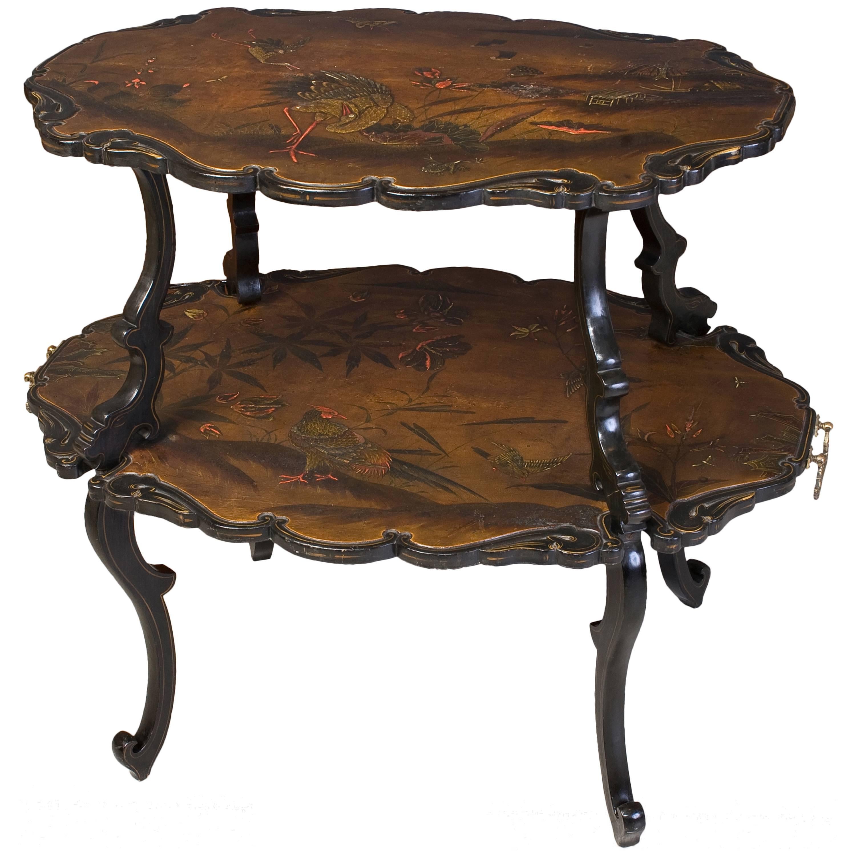 French Lacquered Two-Tier Table For Sale