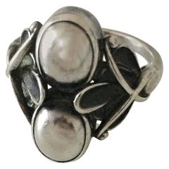 Georg Jensen Sterling Silver Ring with Silver Stones