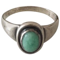 Georg Jensen Sterling Silver Ring with Green Stone #46