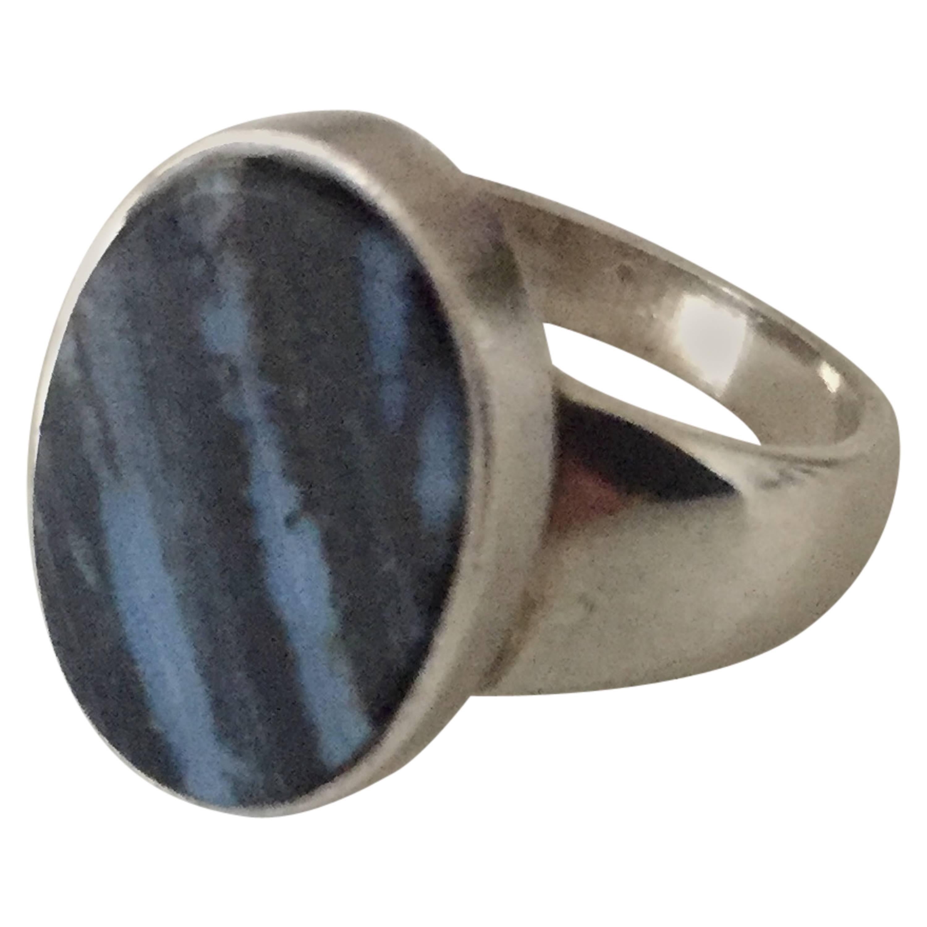 Georg Jensen Sterling Silver Ring with Stone