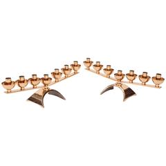 Pair of Brass Mid-Century Modern Candleholders