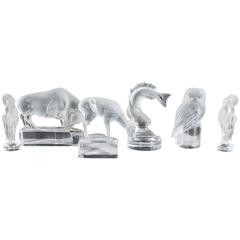Vintage Collection of Lalique Animal Figurines in Frosted Crystal