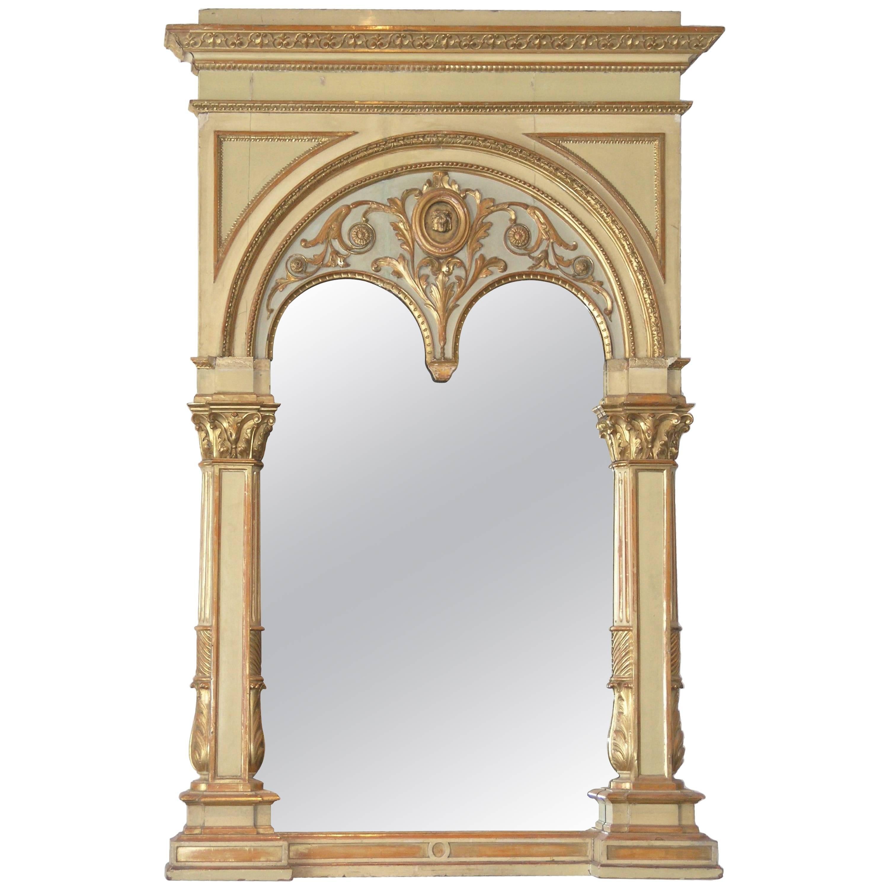 Italian Parcel Gilt and Painted Mirror For Sale