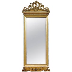 Antique 19th Century French Rococo-Style Mirror in Carved 
Gilded Wood with Silver