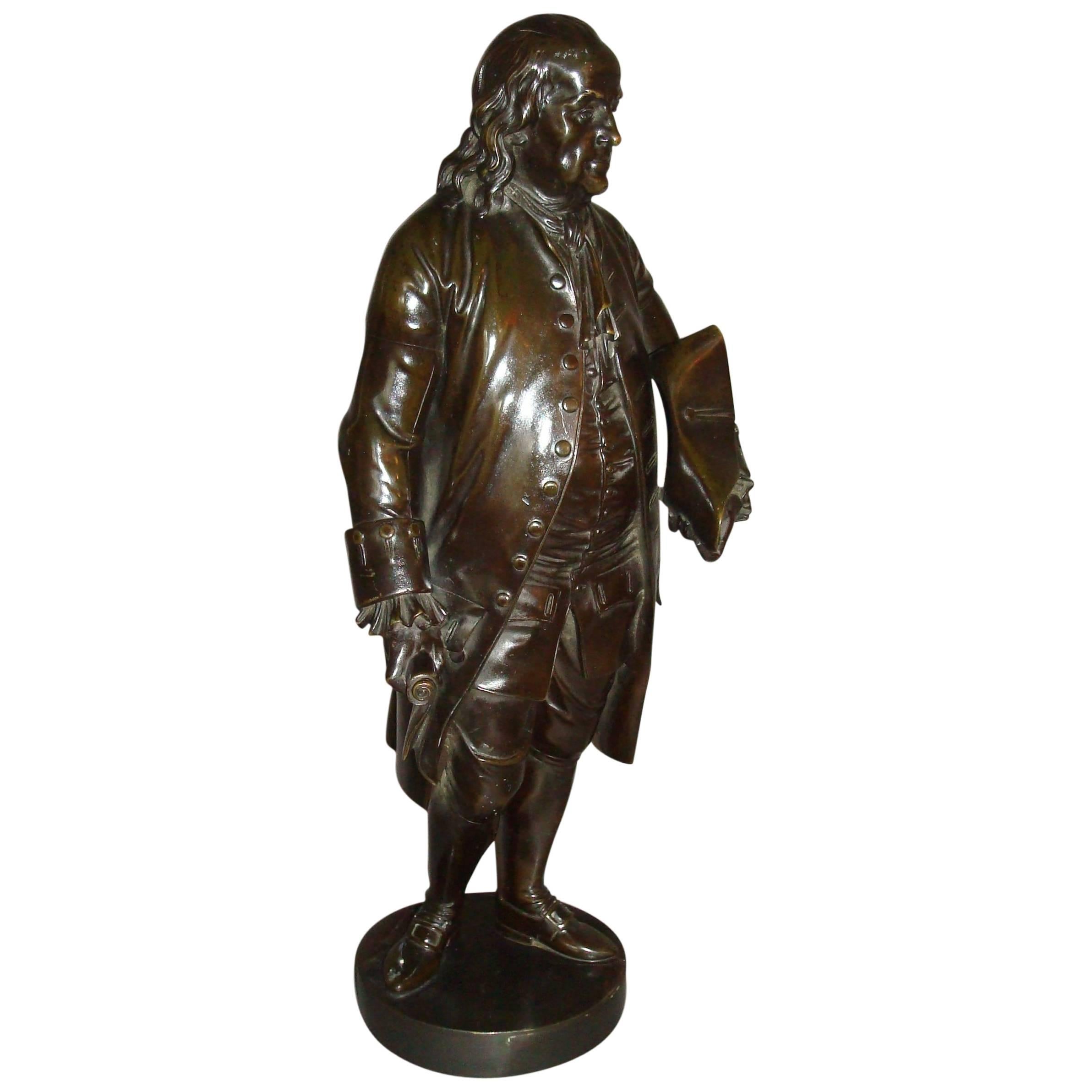 Rare 19th Century Bronze Statue of Benjamin Franklin