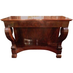 19th Century Charles X Mahogany Console Table with Drawers