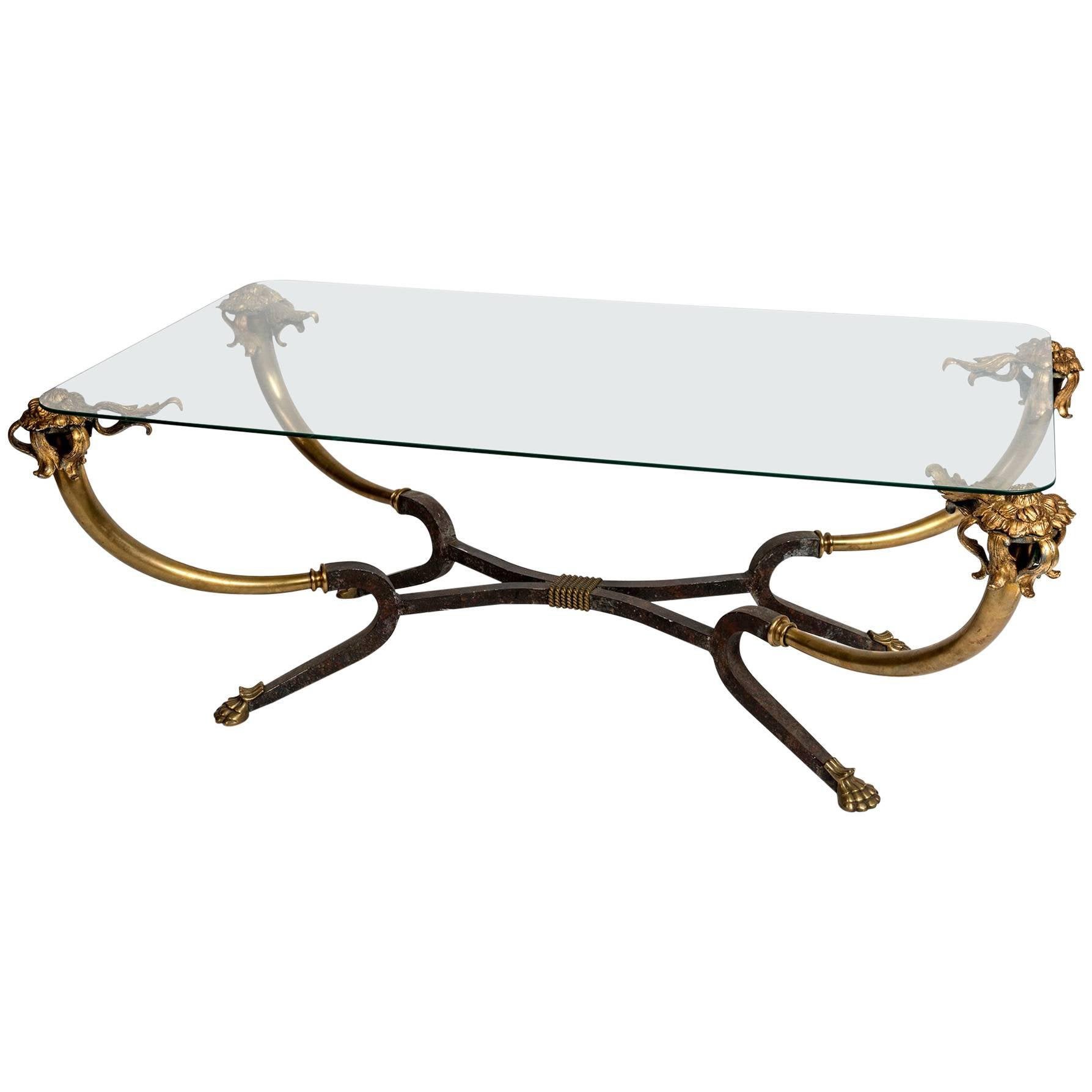 Brass and Glass Coffee Table For Sale at 1stDibs