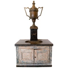 Bronze Vase Fountain with Black Marble Sink and Patina Base