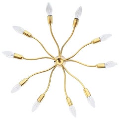 Retro J.T Kalmar Brass Sputnik Scorpio Chandelier Ceiling Lamp Light, 1950