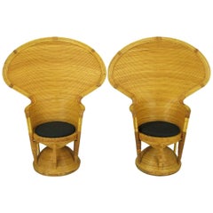 Pair of Egyptian Style Rattan Cobra Chairs