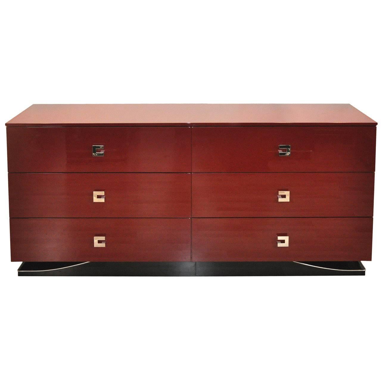 Large Modern Style Sideboard in Rosso Red For Sale