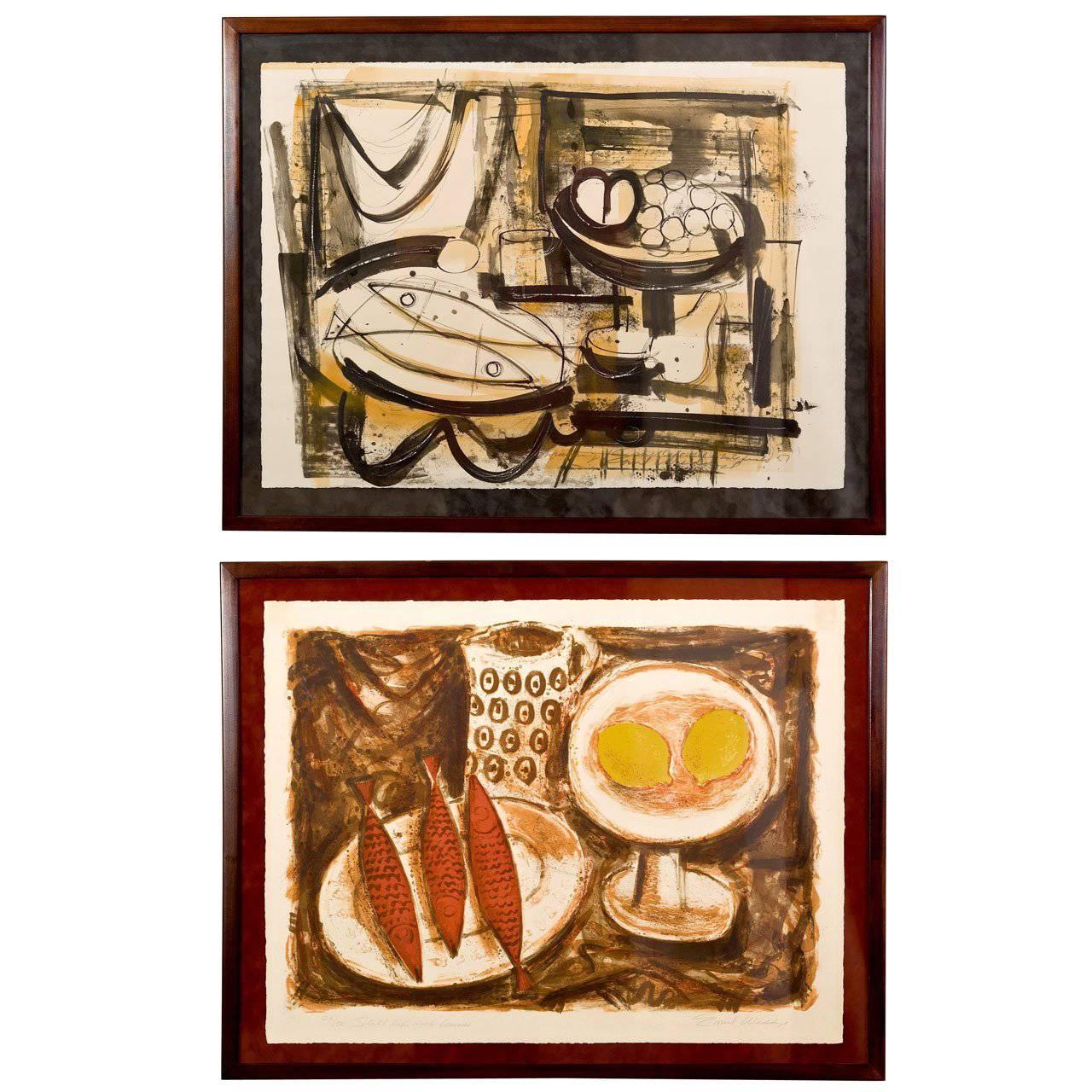 1950s Pair of Abstracted Still Lifes by Emil Weddige