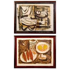 1950s Pair of Abstract Still Life Drawings by Emil Weddige 6